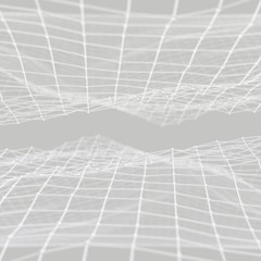 A sleek 3D wireframe model floating against a clean white and blue background with smooth lighting.