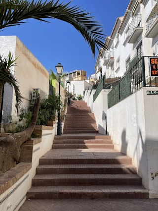 a set of stairs leading up to a building