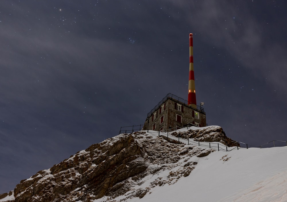 a building on a snowy hill