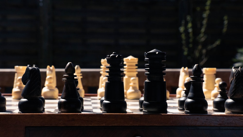 a chess board with chess pieces