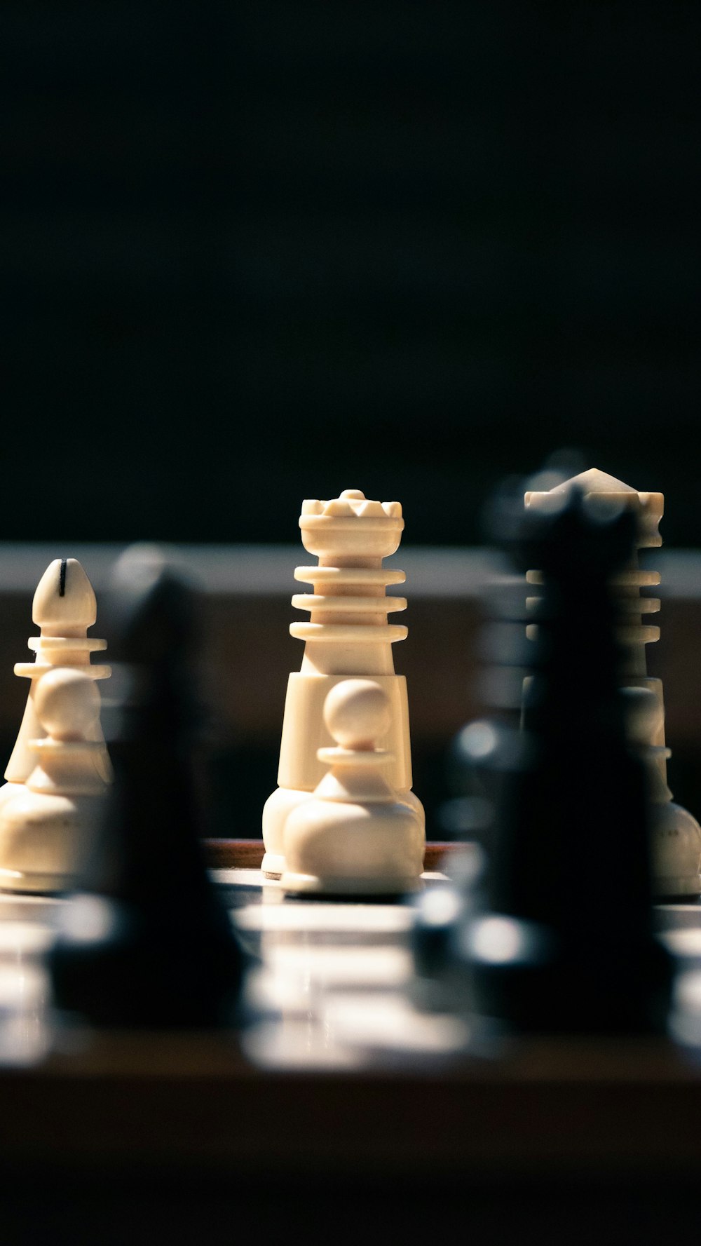 a close-up of a chess board