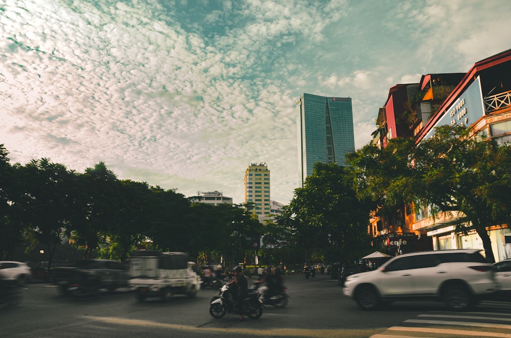 a city street with a lot of smoke coming from the top