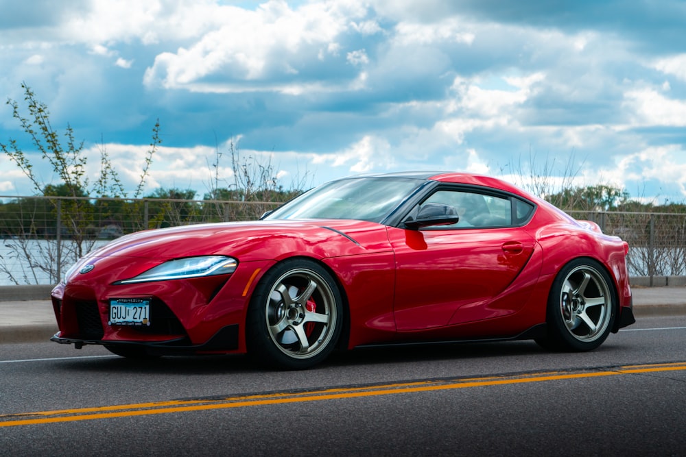 a red car on a road