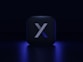 a blue square with a white letter on it