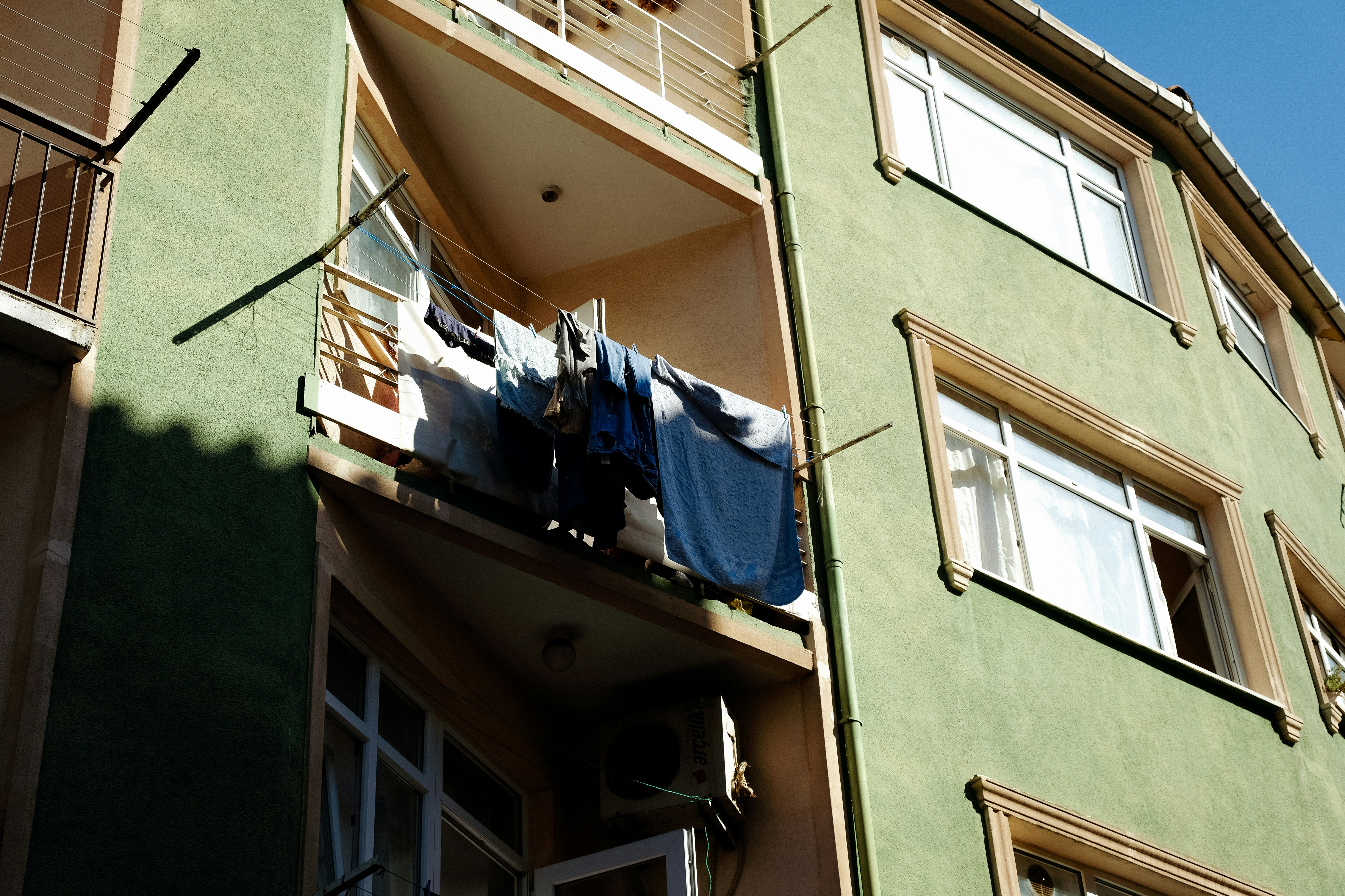 clothes on a balcony