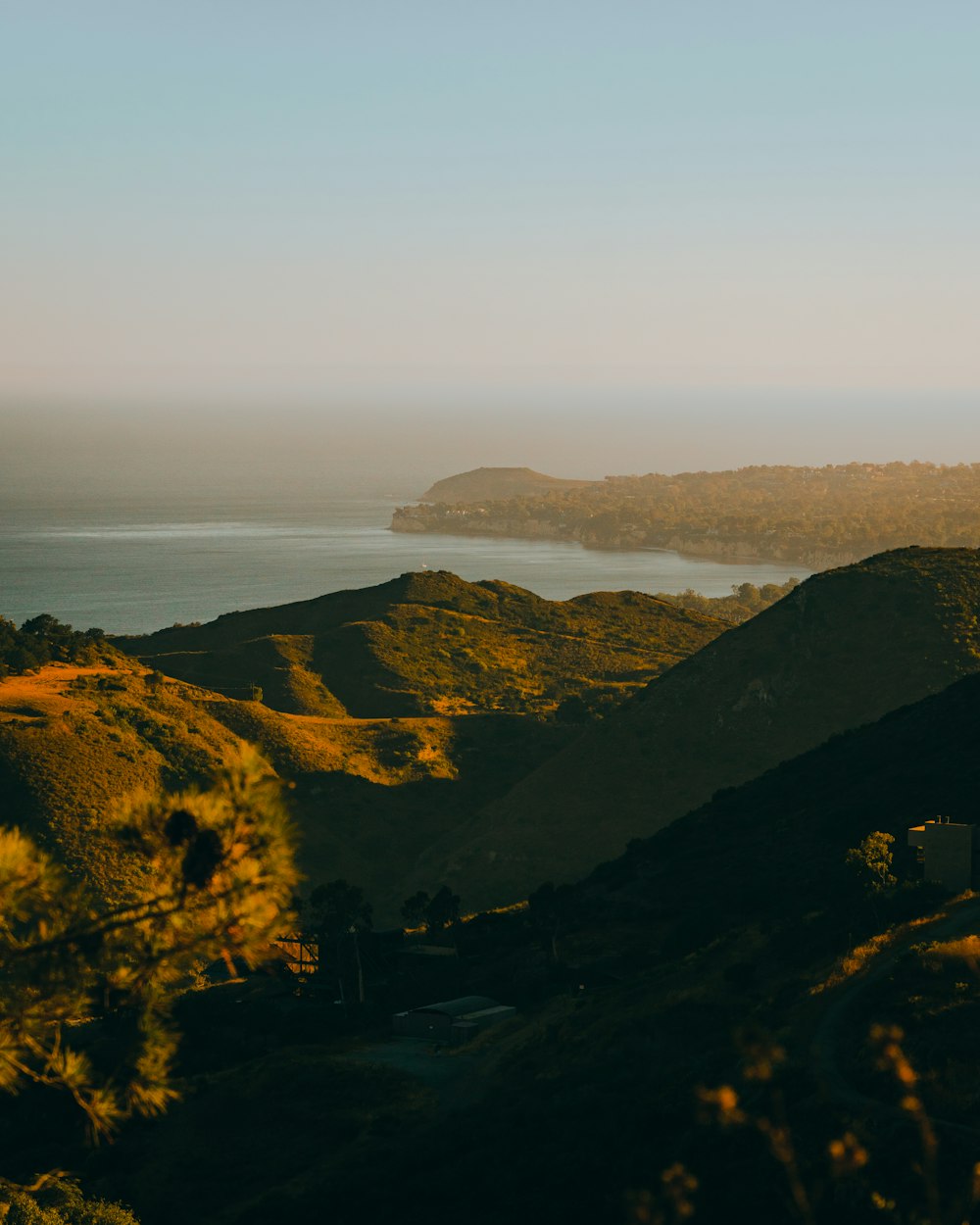 a landscape with hills and trees