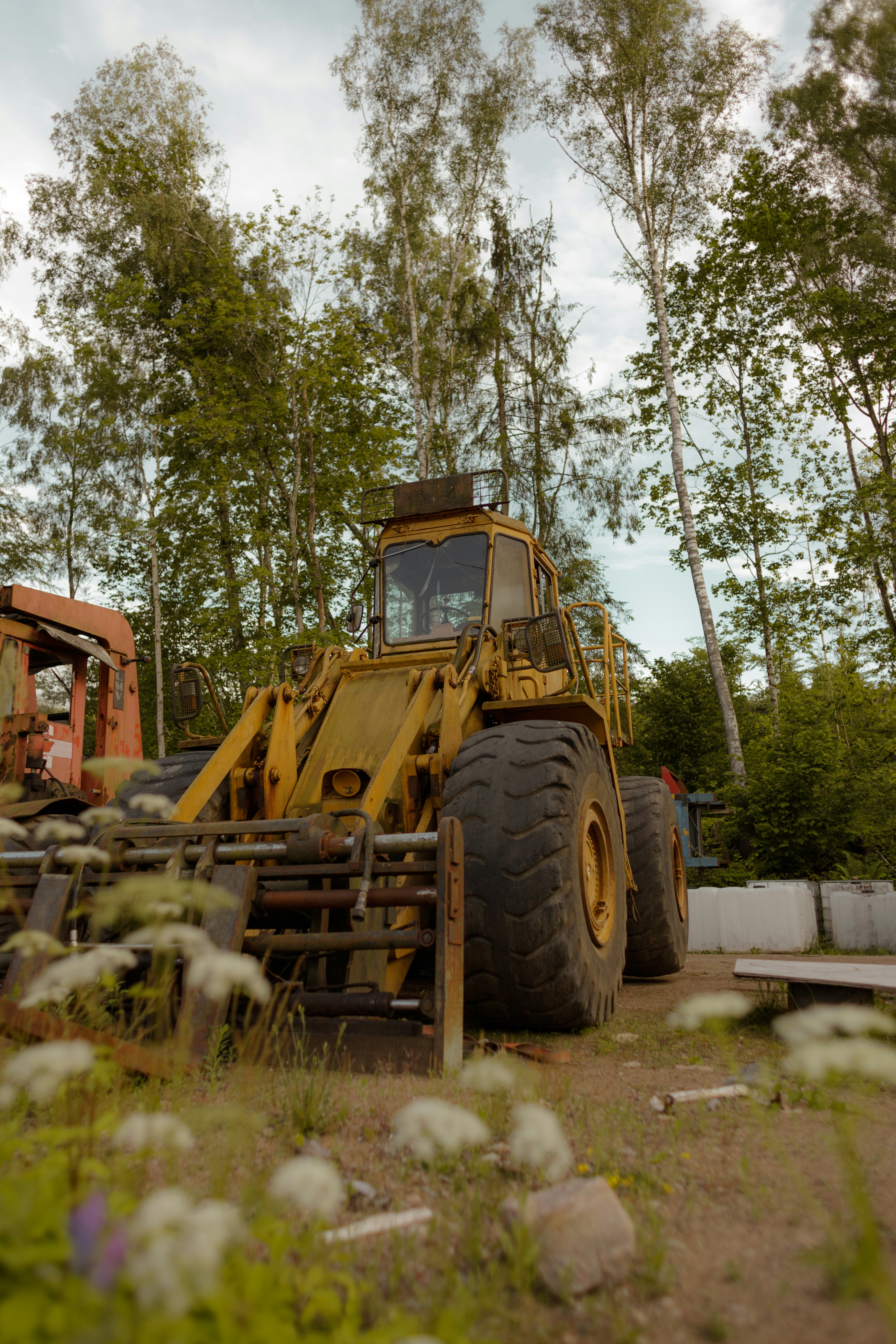 a tractor in a field