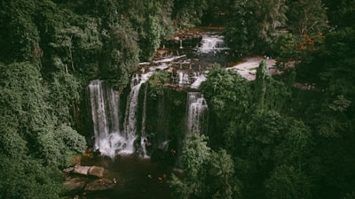 a waterfall in a forest