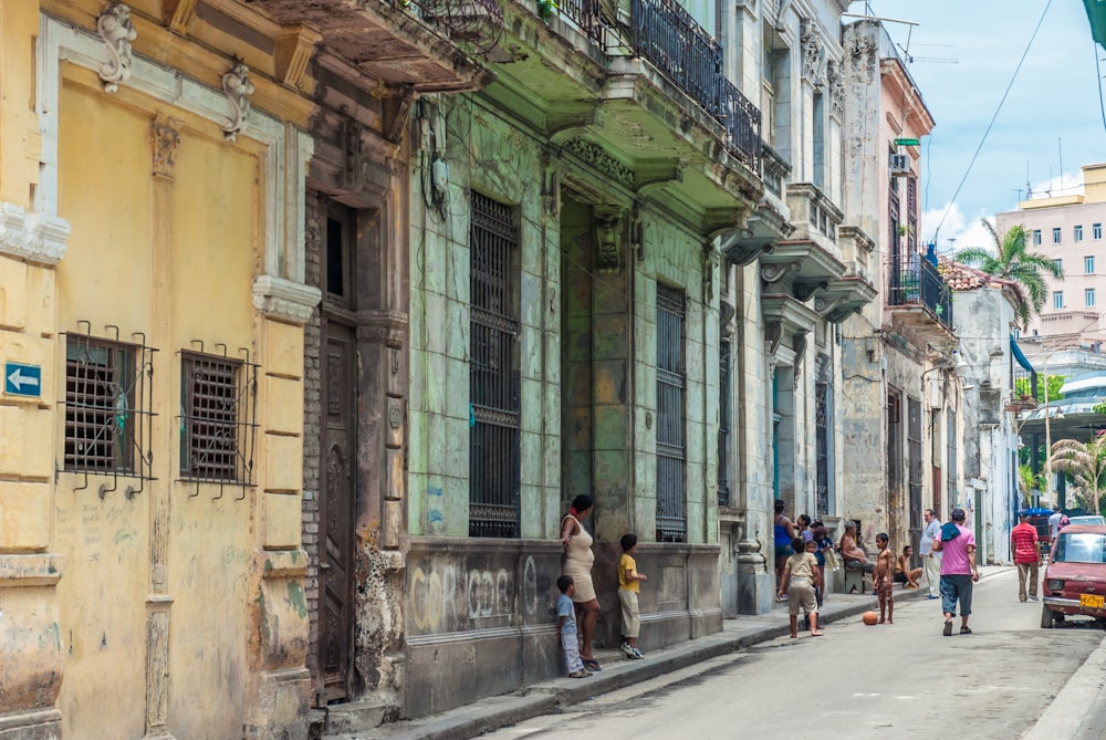 people walking on a street