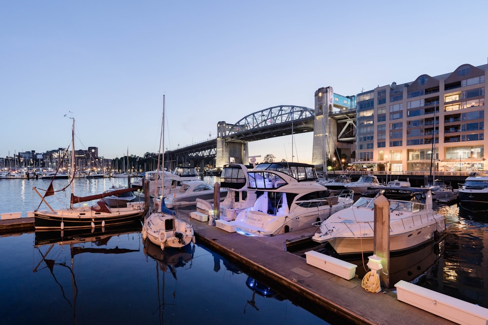 Boote, die an einem Pier angedockt sind