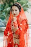a person in a red dress