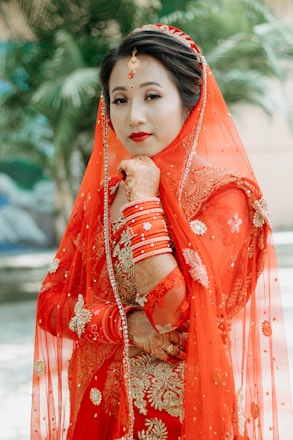 a person in a red dress