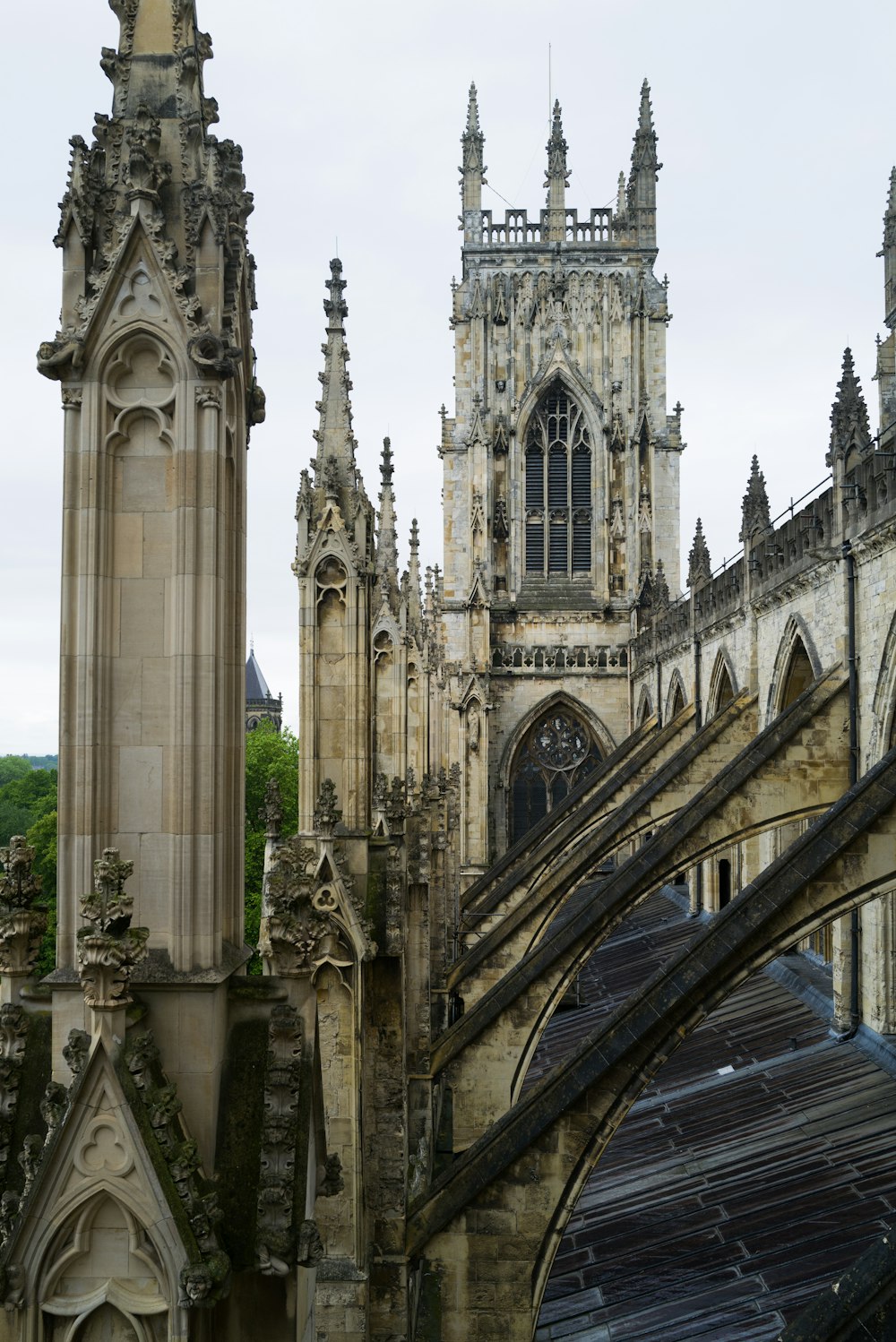 a large building with towers