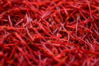 a close up of red hair