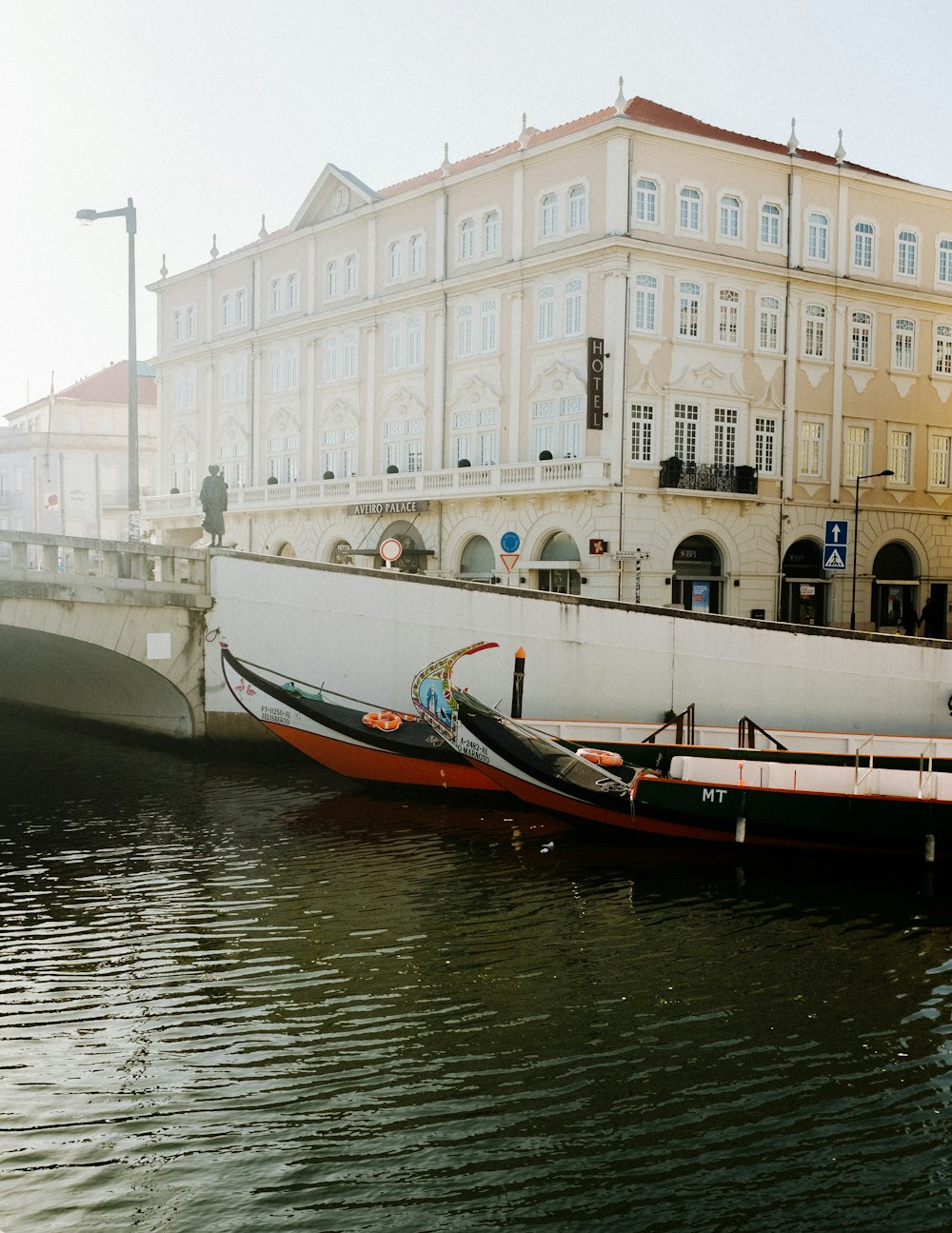a couple of boats in a canal