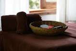 a bowl on a couch