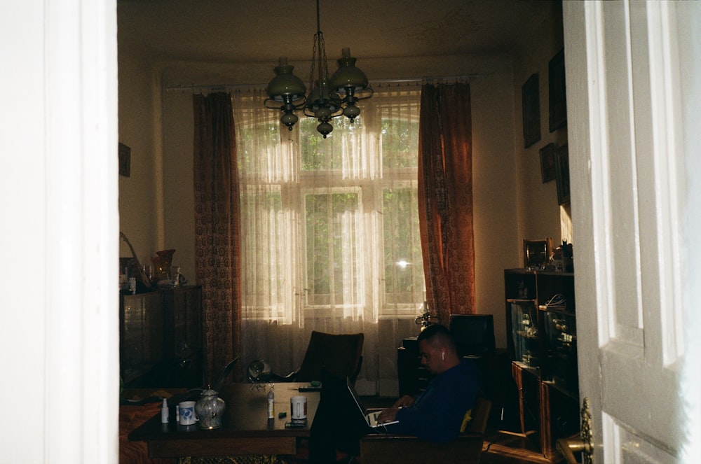 a person sitting at a desk