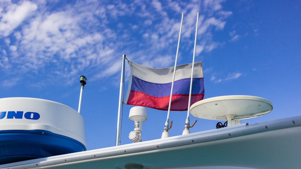 a flag on a boat