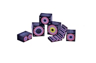 An array of uniquely shaped boxes showcasing diverse printing styles and finishes.