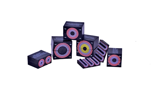 An array of mystery boxes in different sizes and colors.