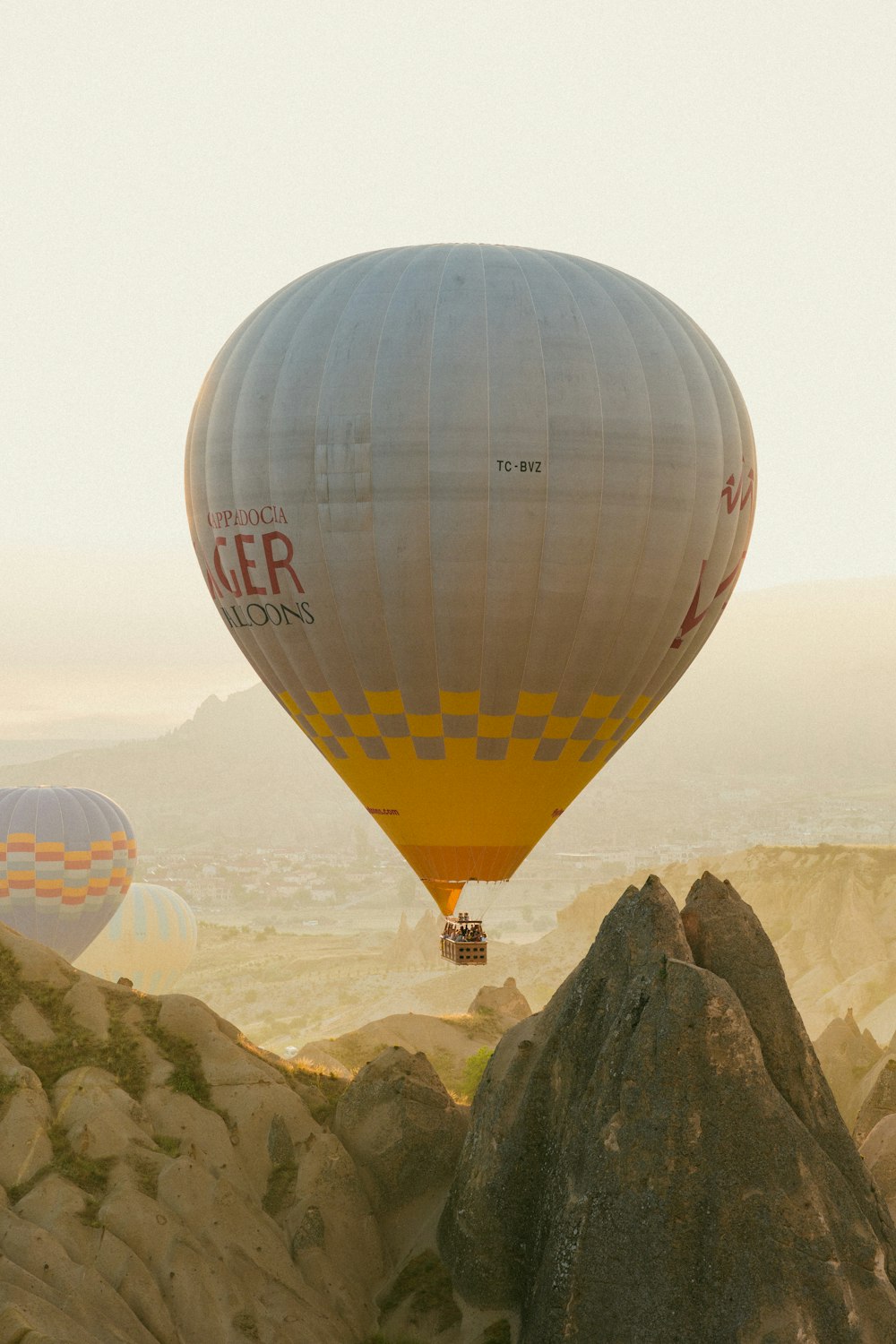 a couple of hot air balloons