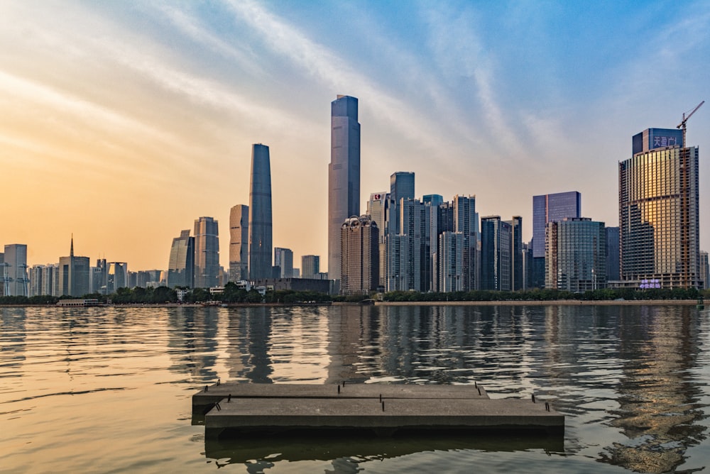 a city skyline across water