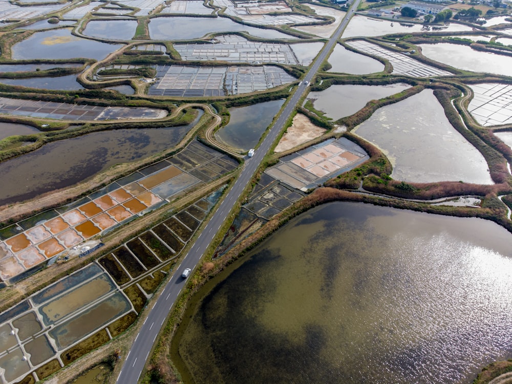 a river flowing through a city