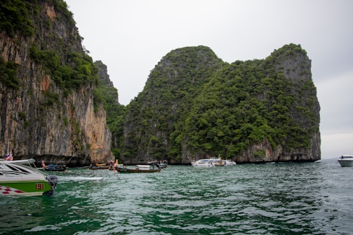 A scenic view of a boat tour along the Andaman coastline.