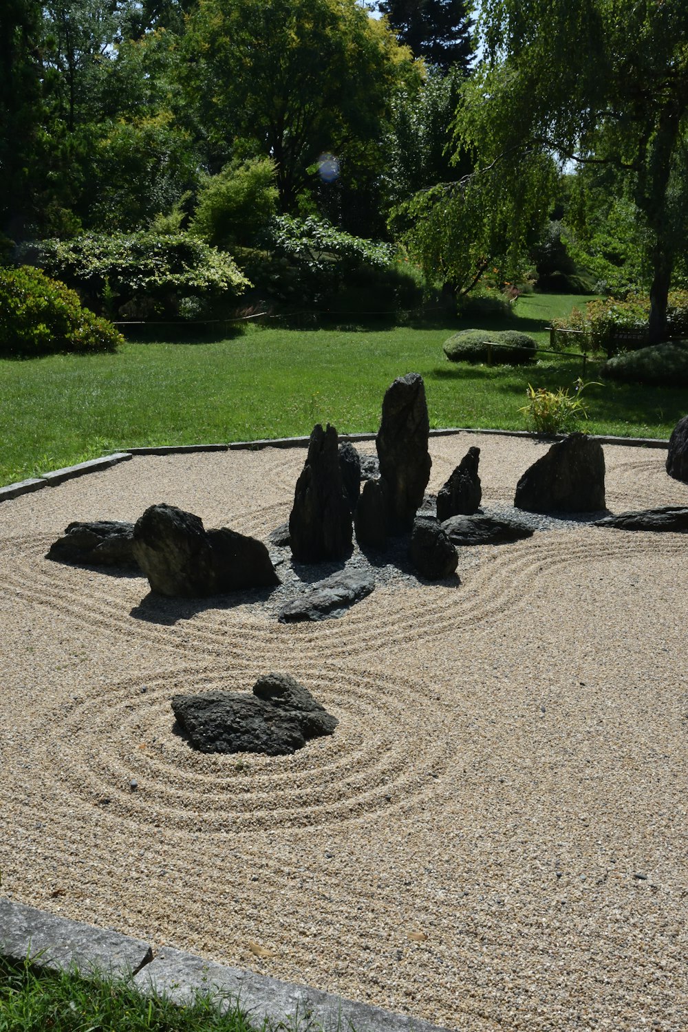 a group of rocks in a park