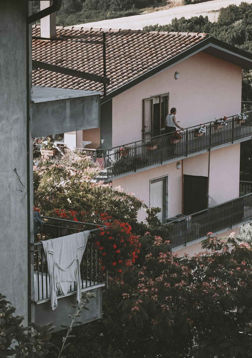 a person standing on a balcony