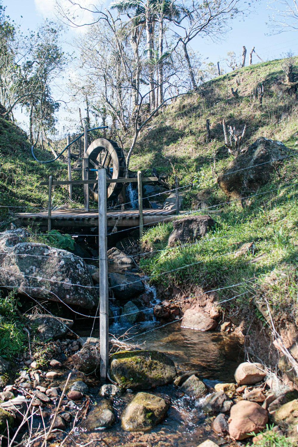 a bridge over a stream