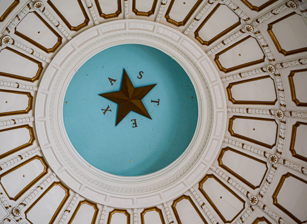 a circular ceiling with a star and a star