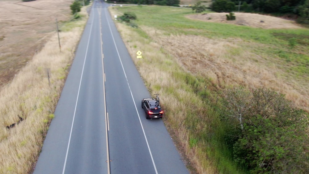 a car driving down a road