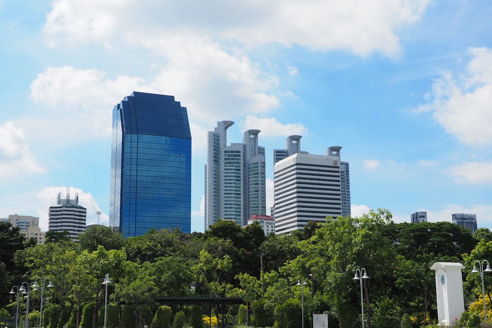 a group of tall buildings