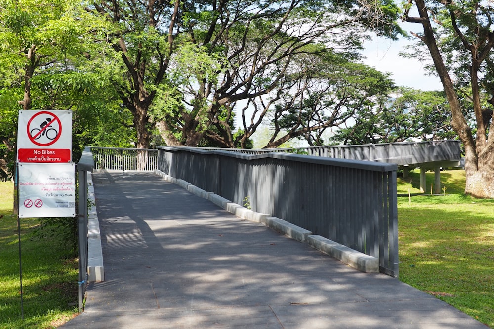 a bridge with signs on it