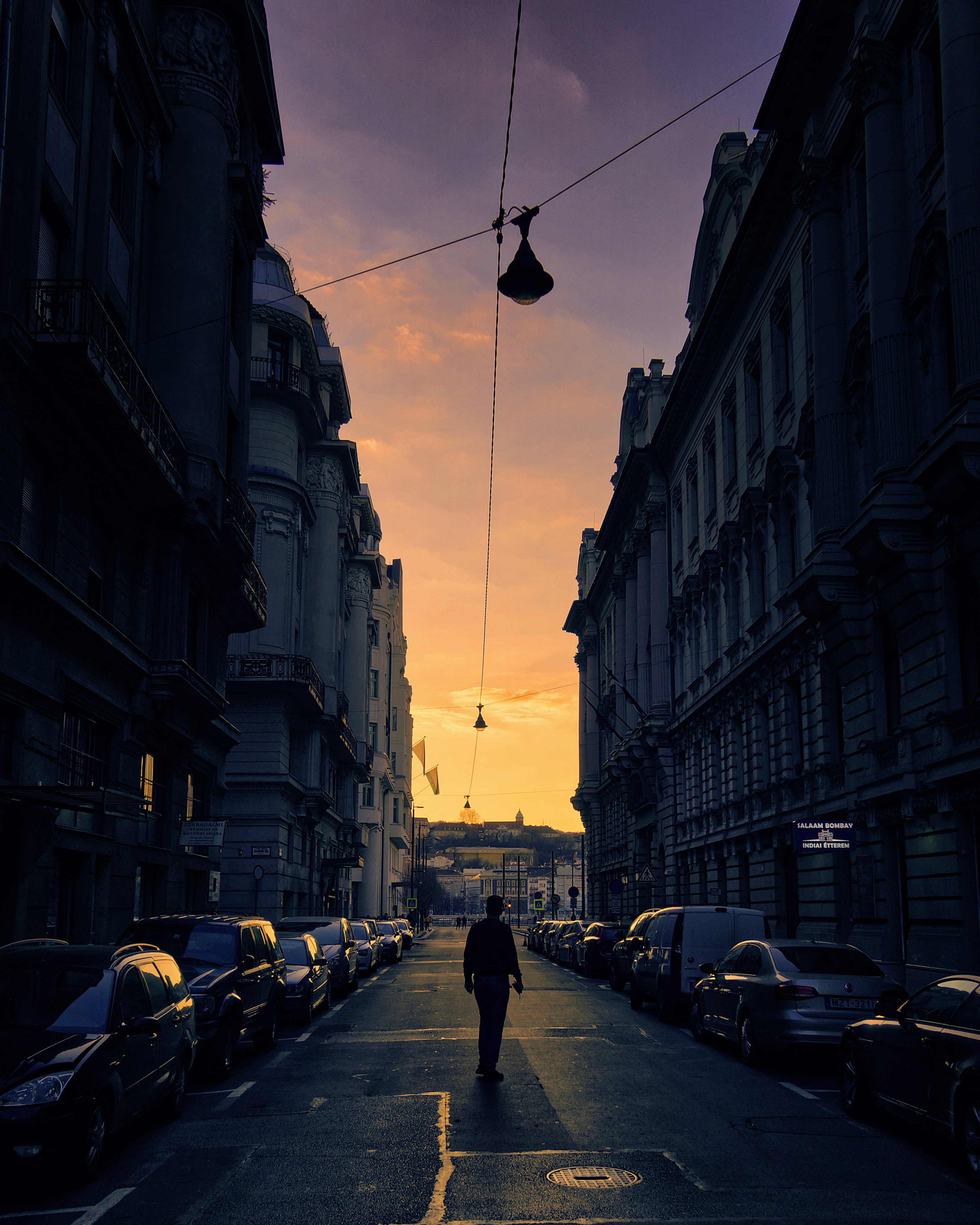 a person walking down a street