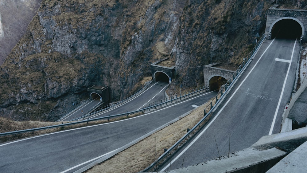 a road going through a tunnel