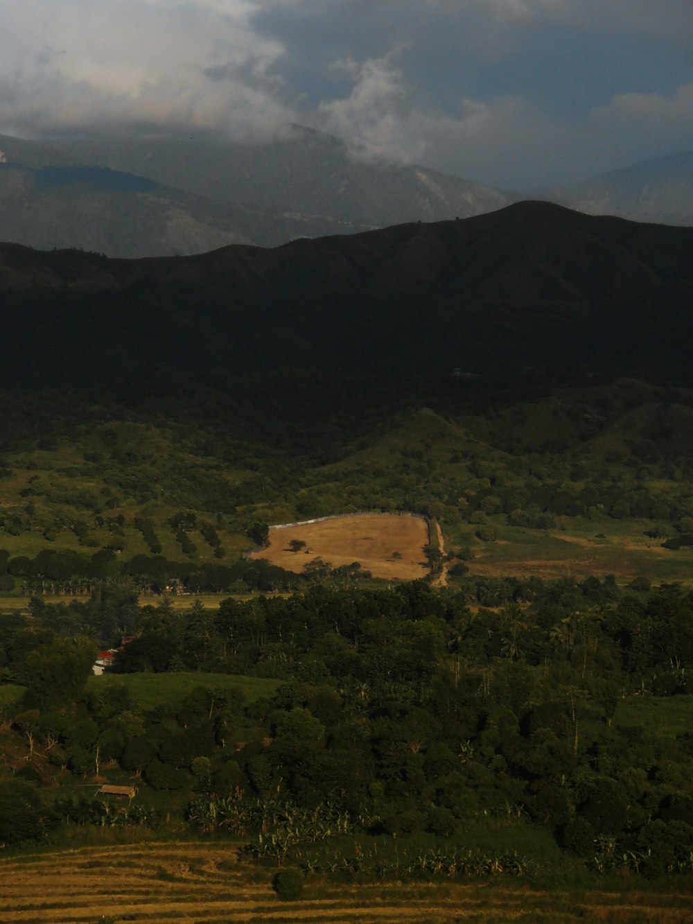 a landscape with hills and trees