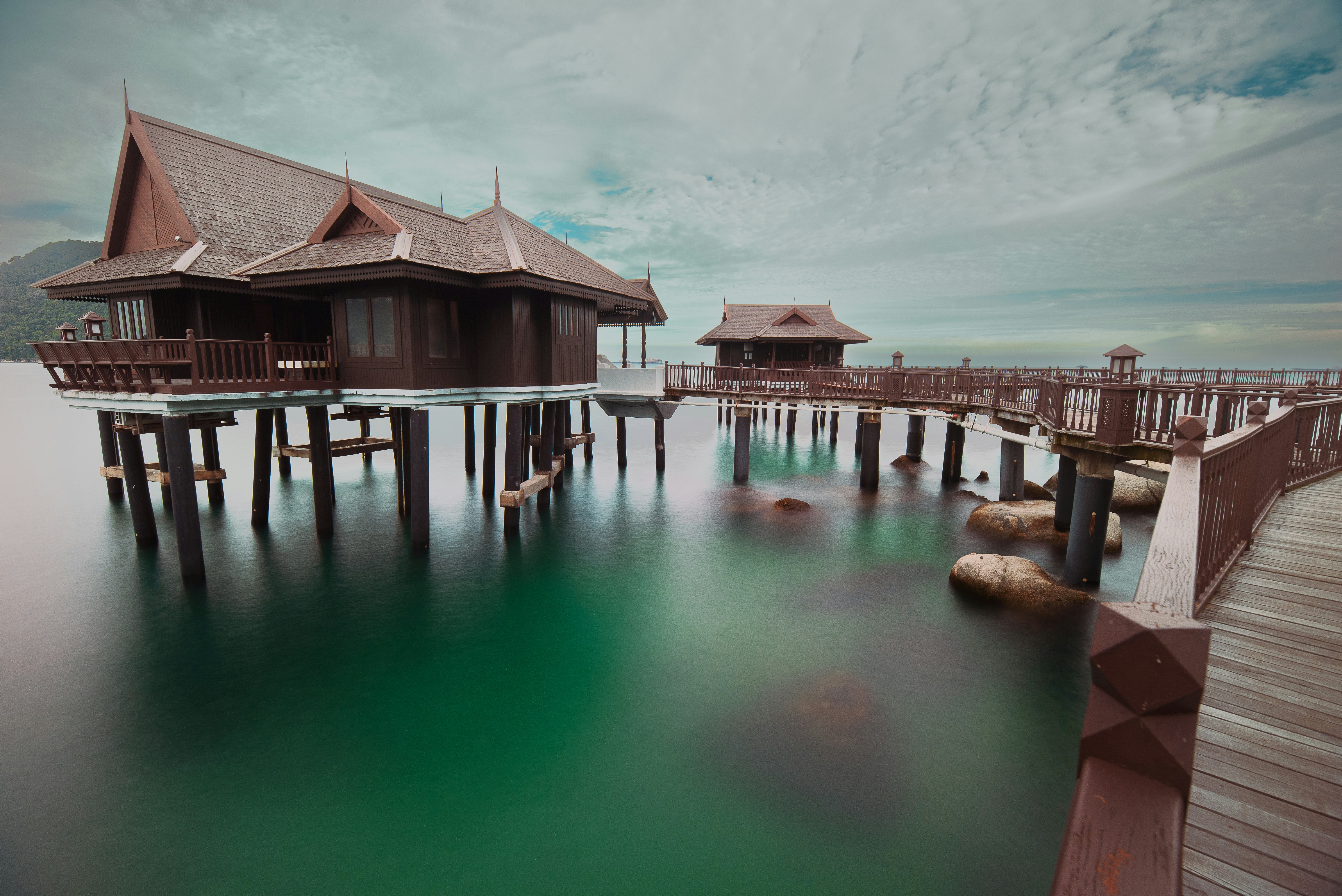 a dock with a building on it