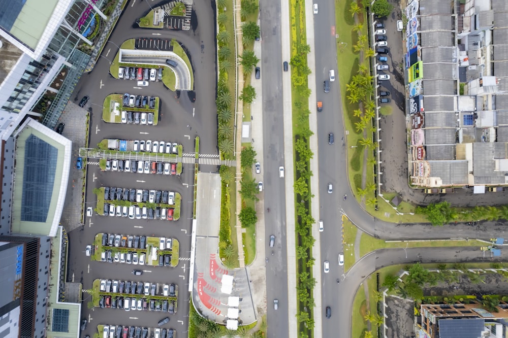 a road with cars and buildings