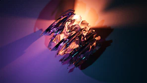 Dynamic depth-shadowed 3D geometric form illuminated by gold highlights.