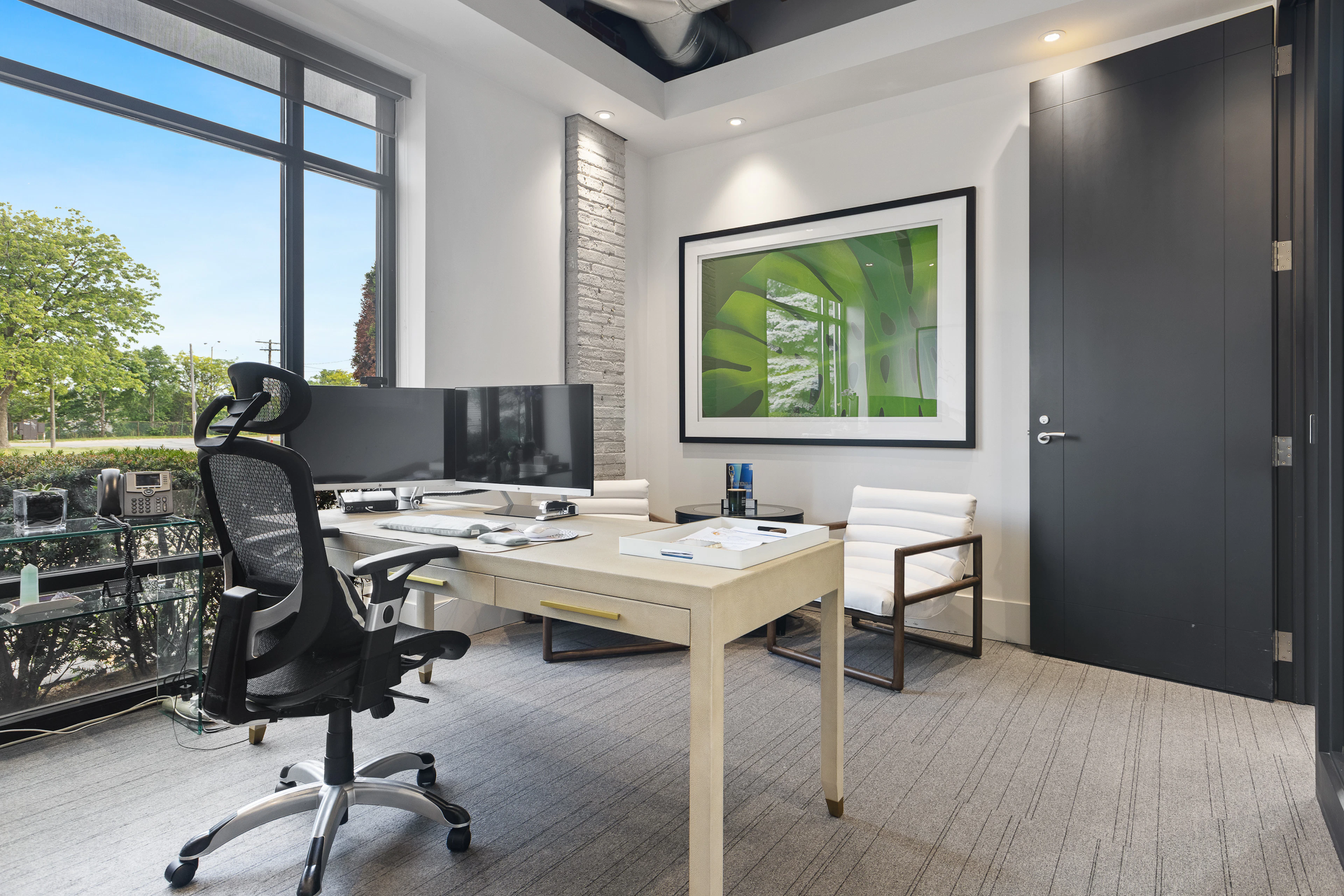 Office room with desks and chairs