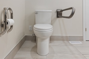 a toilet in a bathroom