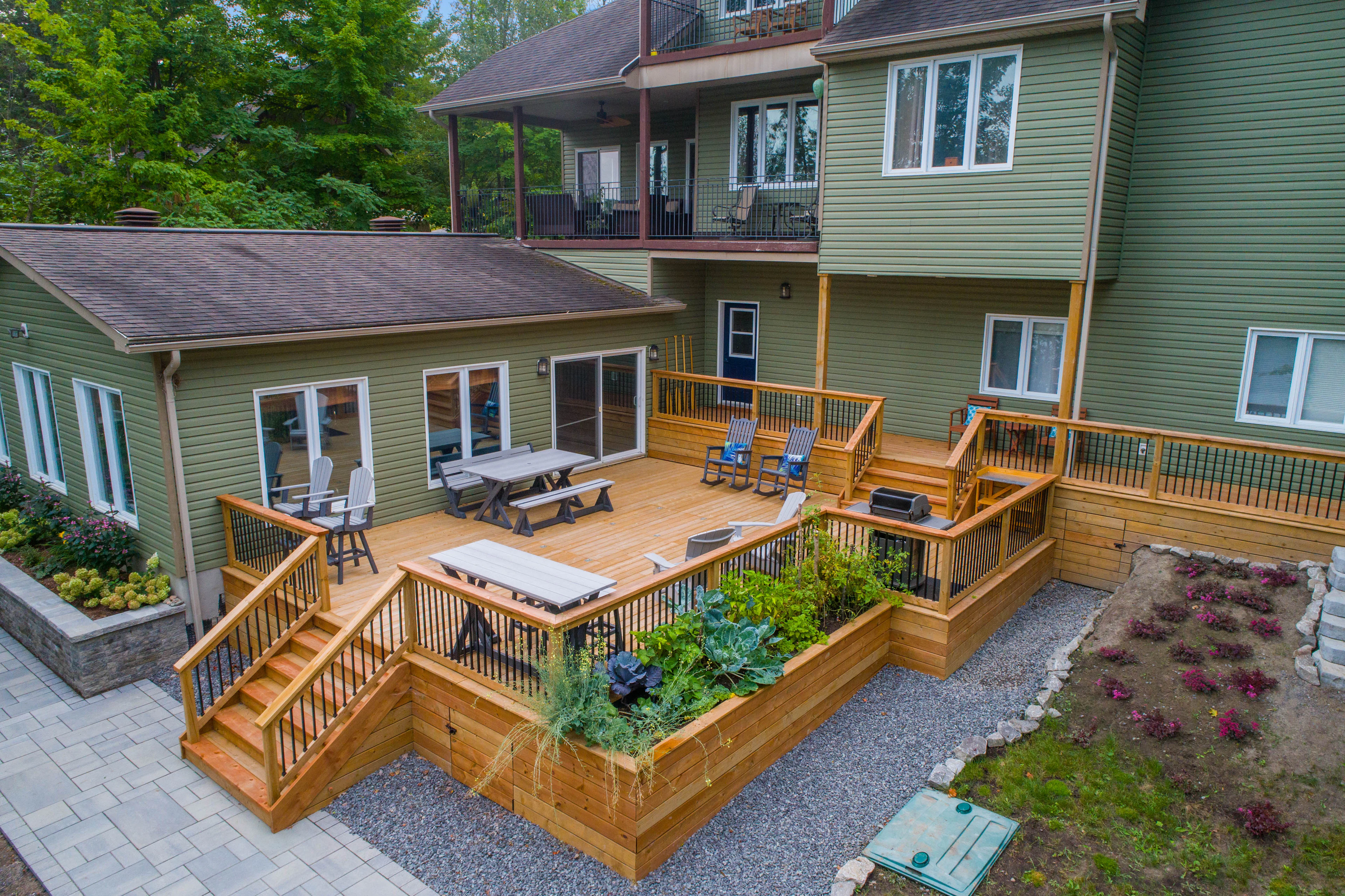 Deck with seating and plants