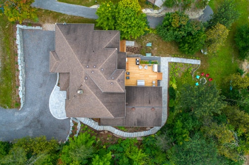 a house surrounded by trees