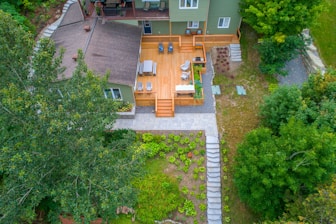 a house with a yard and trees