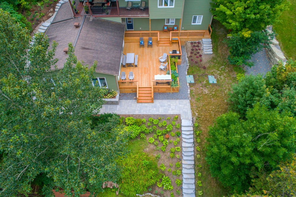 a house with a yard and trees