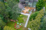 a house with a yard and trees