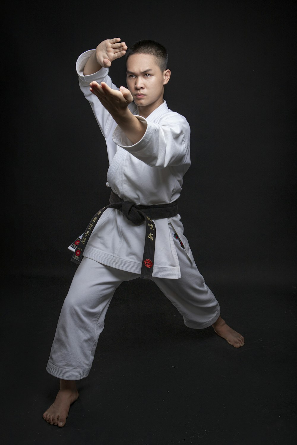 a person in a karate uniform