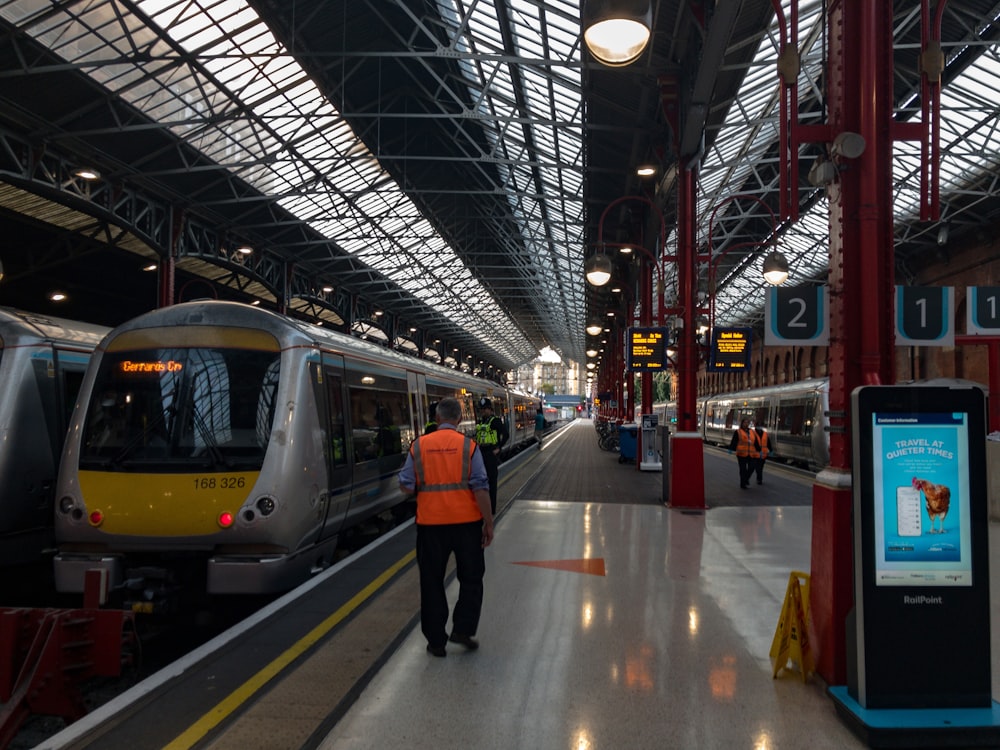 a train pulling into a station